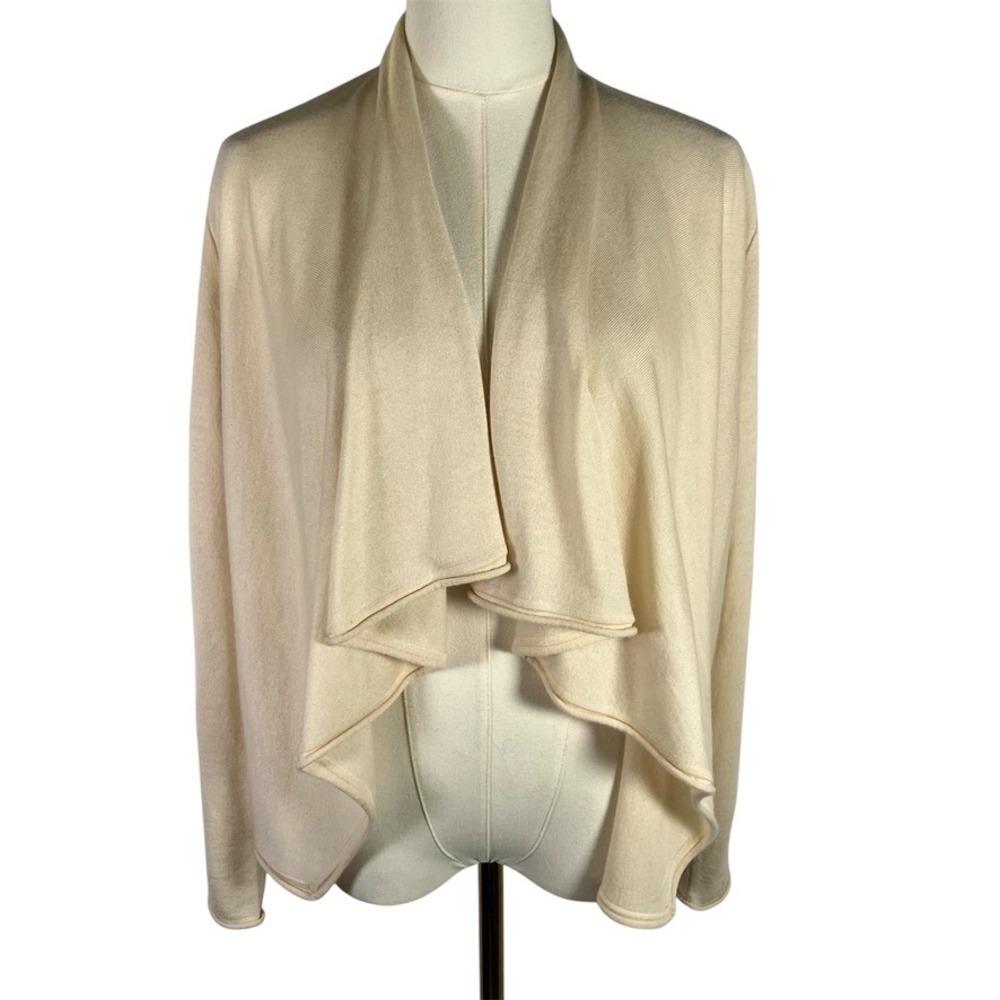 Ralph Lauren Womens‎ Drape Open Front Cardigan Sweater Knitwear Cream Luxury